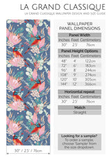 tropical bird peel and stick wallpaper specifiation