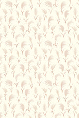 A repeating pattern of delicate, feather-like shapes in muted tones on a soft beige background, creating a warm, bohemian aesthetic for a peel and stick removable wallpaper.