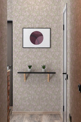 wallpaper abstract neutral flower pattern hallway entrance minimalist decor artwork interior