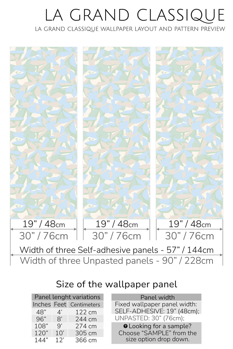 abstract soft floral seamless peel and stick wallpaper specifiation