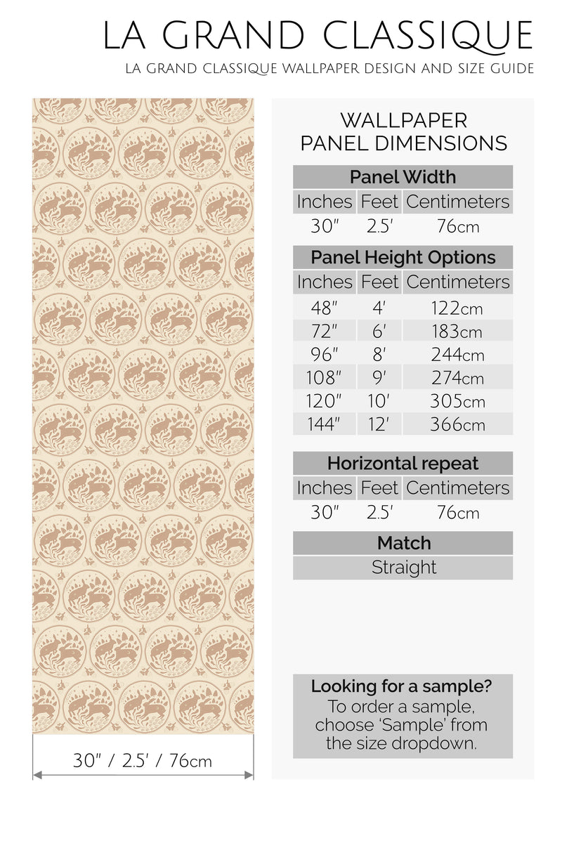 vintage rabbit peel and stick wallpaper specifiation