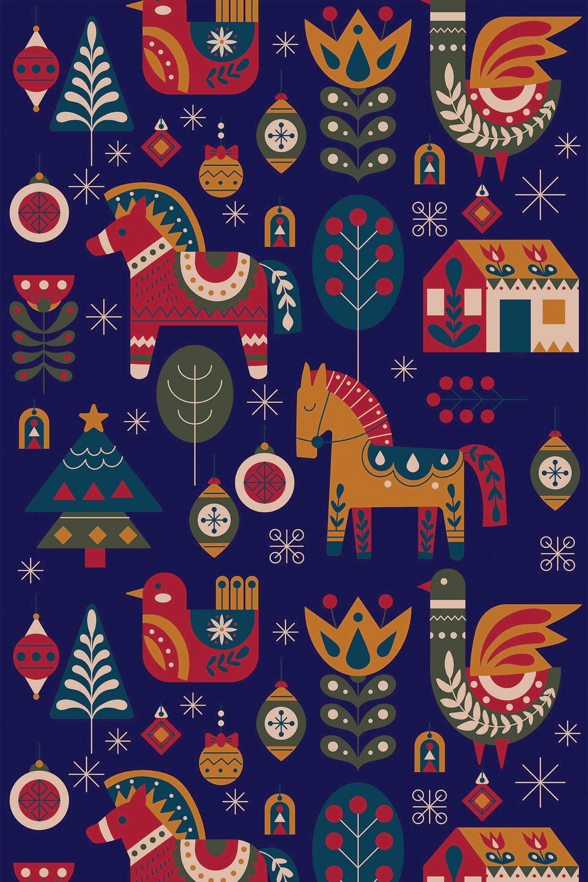 scandinavian christmas wallpaper pattern repeat