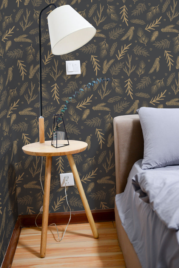 removable wallpaper christmas pine pattern pattern bedroom accent wall simple interior