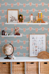 kids room toys pictures decor shelf boxes christmas bows wallpaper for walls