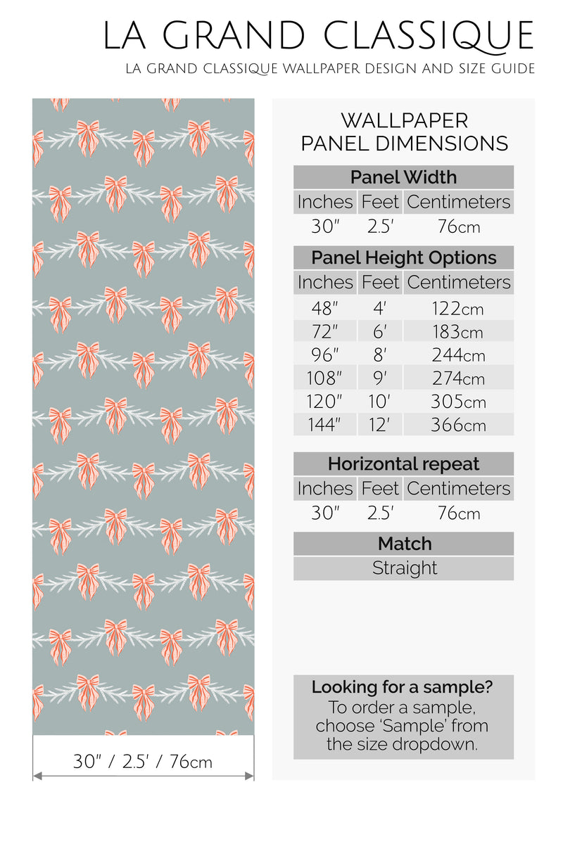 christmas bows peel and stick wallpaper specifiation