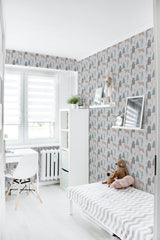 removable wallpaper aesthetic bear pattern kids room desk bed bookshelf toys