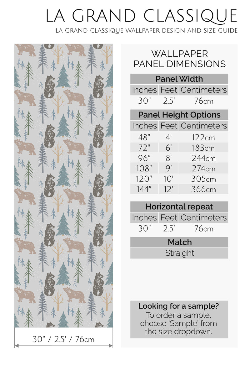 aesthetic bear peel and stick wallpaper specifiation