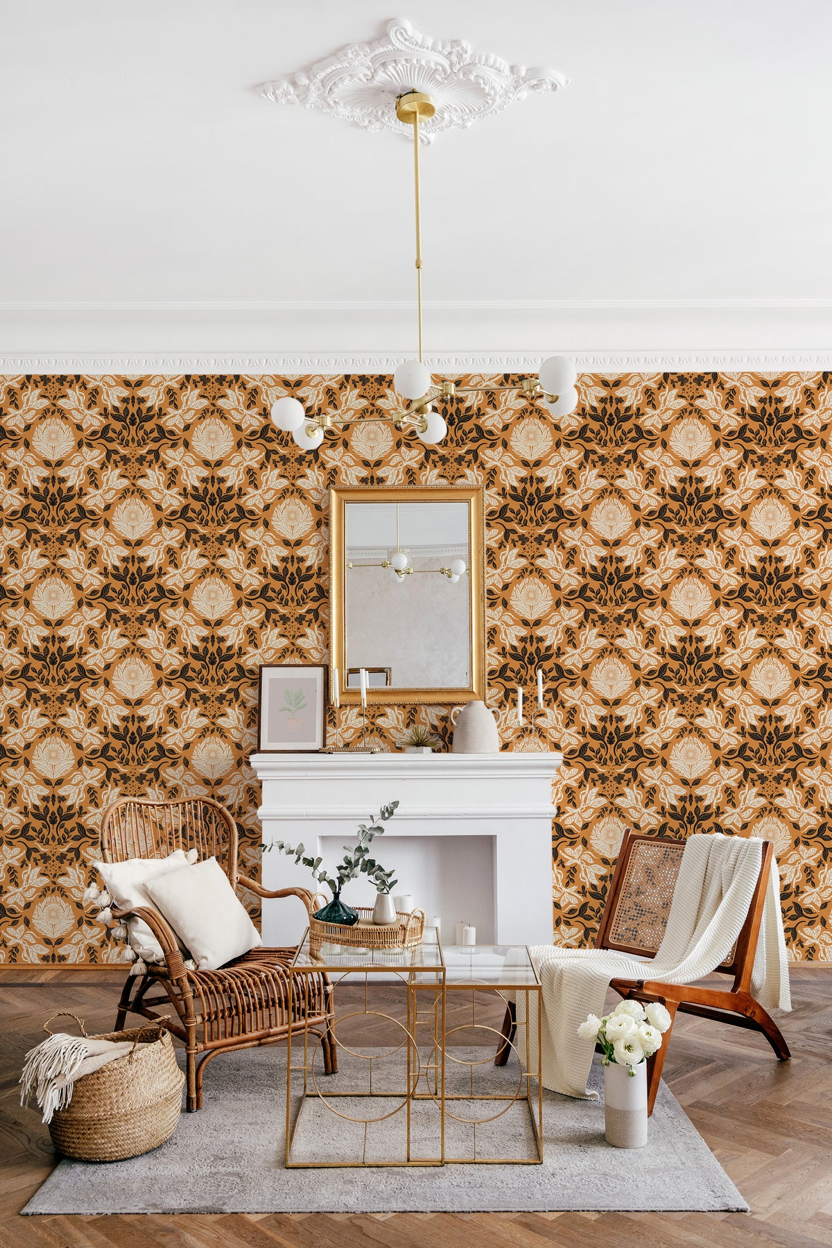 Beige and Brown Botanical Reverie Peel and Stick Removable Wallpaper