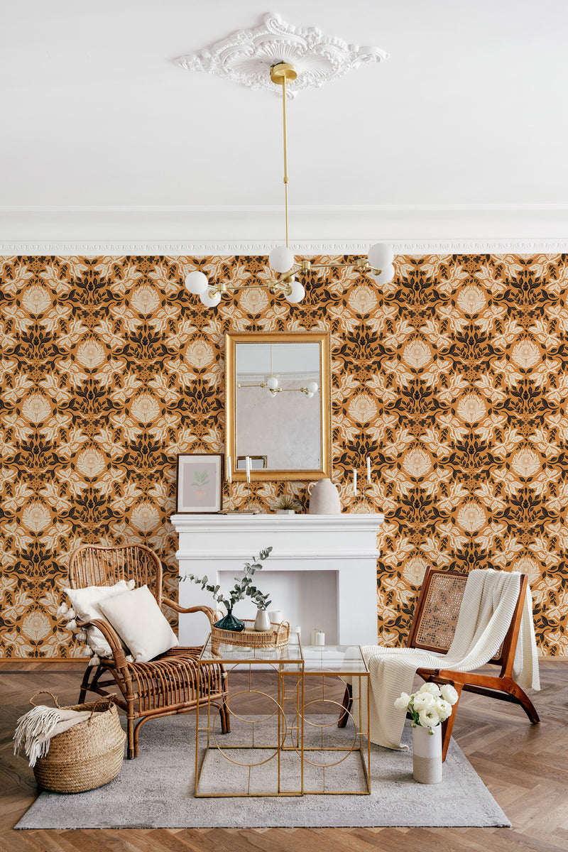 living room fireplace chairs coffee table beige and brown botanical reverie by sara t accent wall