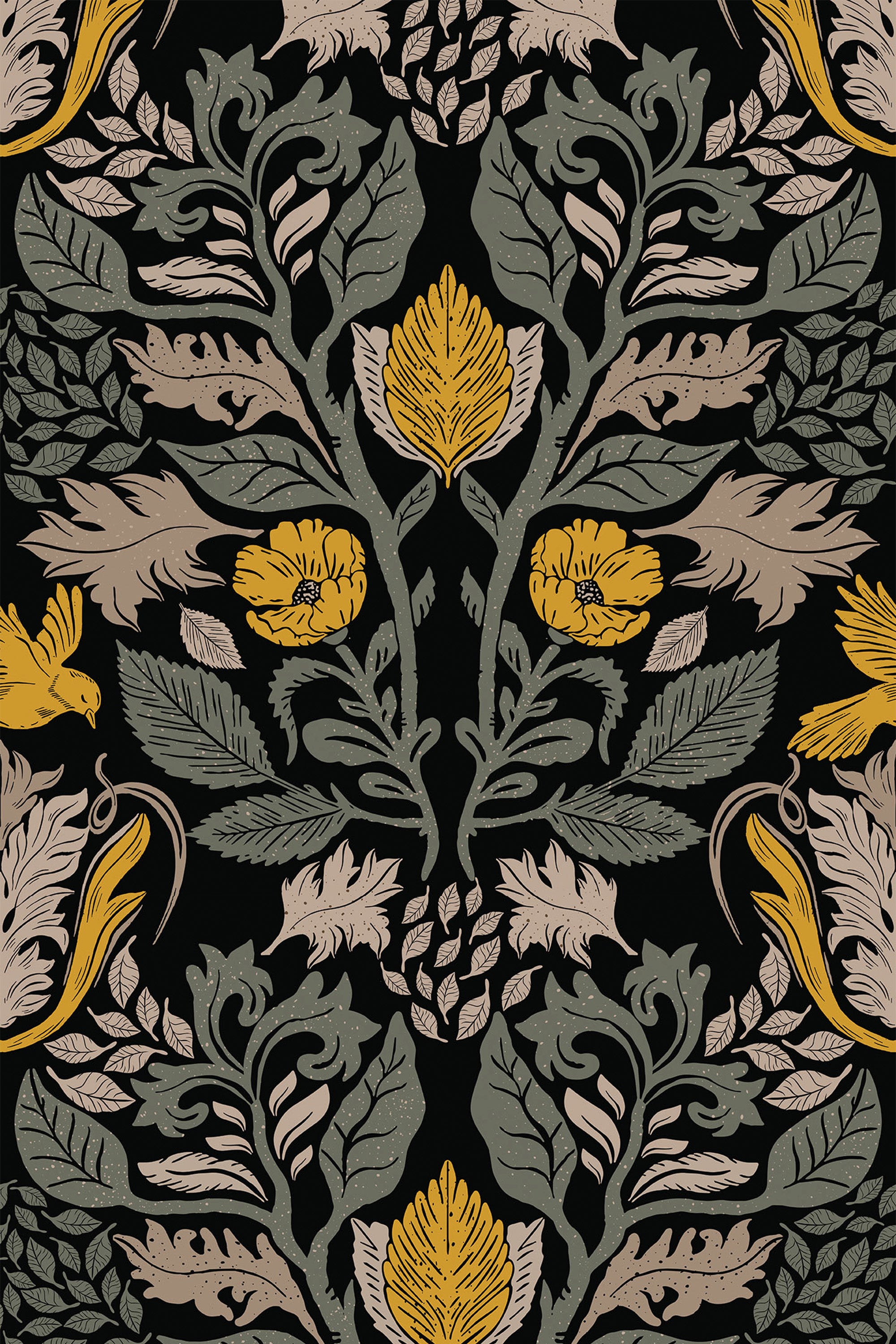 dark and yellow garden by sara t wallpaper pattern repeat