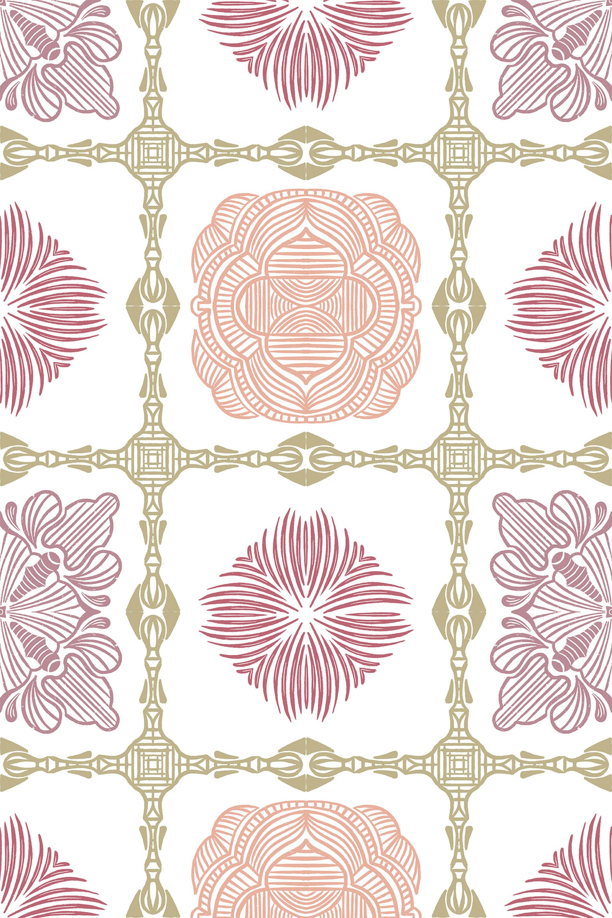 pink and white heritage tiles by sara t wallpaper pattern repeat
