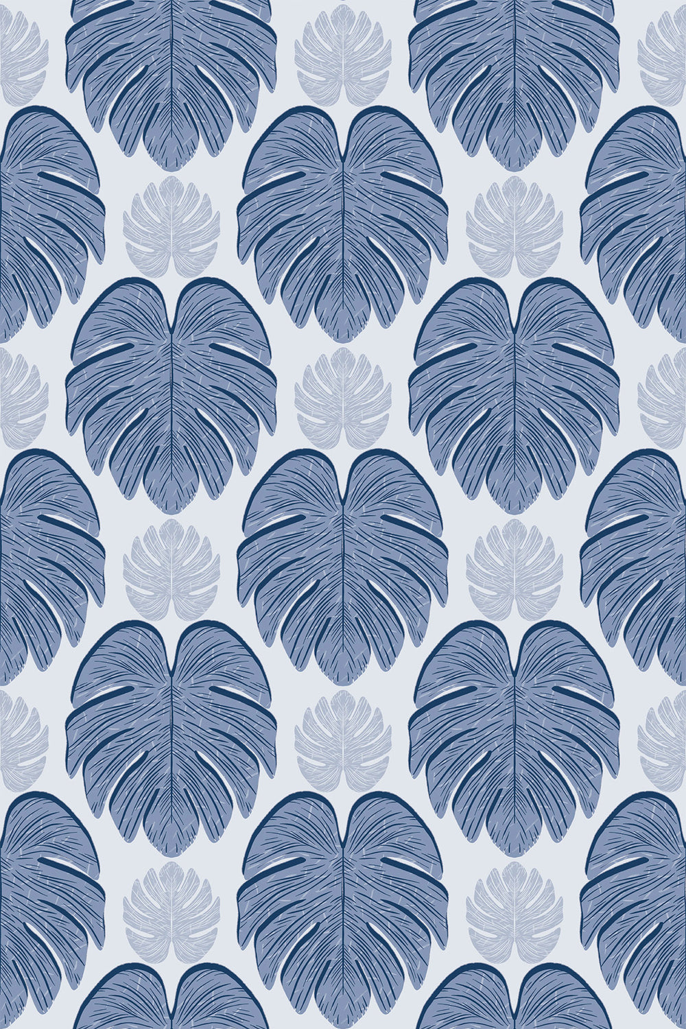 Blue Monstera Peel and Stick Removable Wallpaper