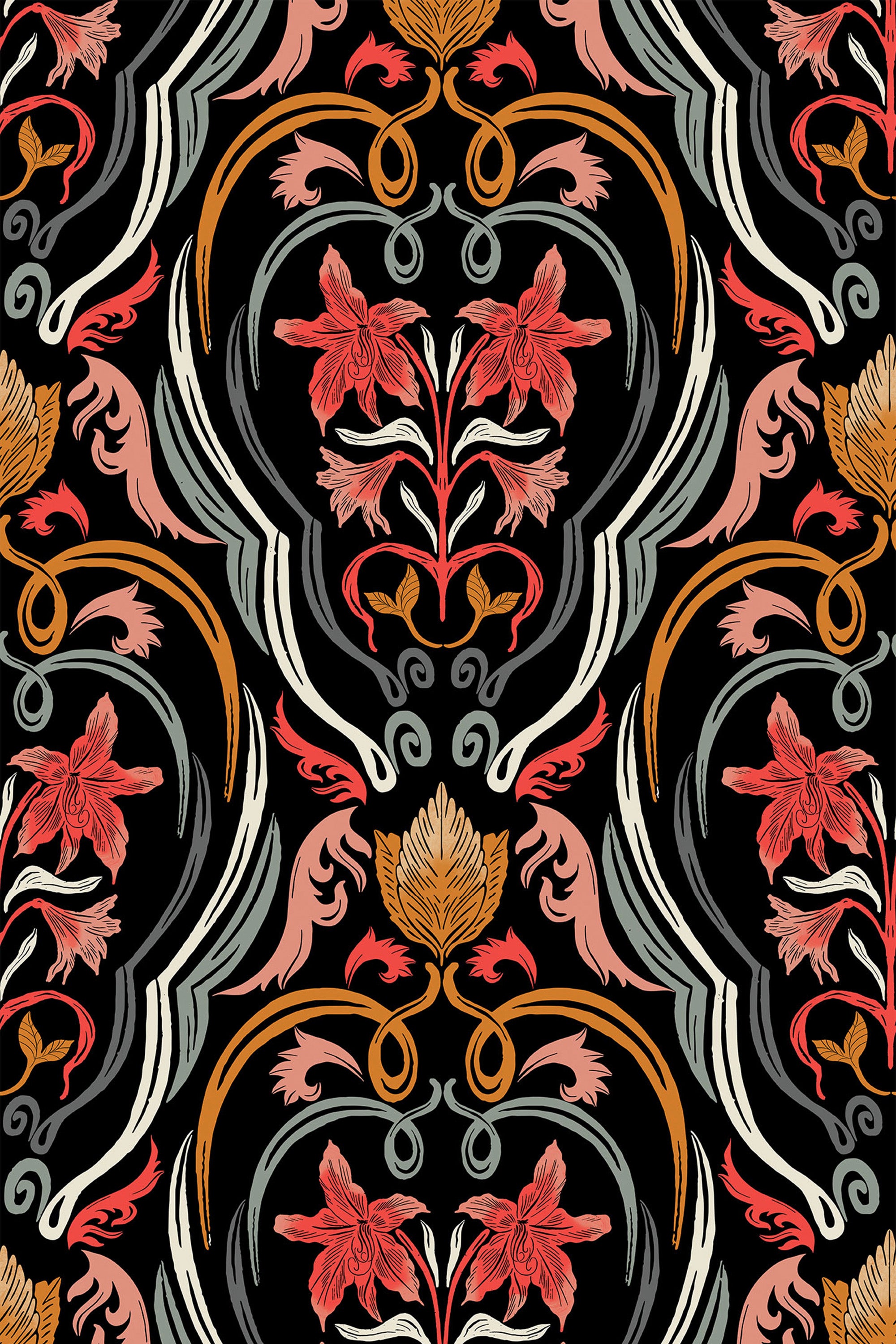 colorful dark regal floral by sara t wallpaper pattern repeat