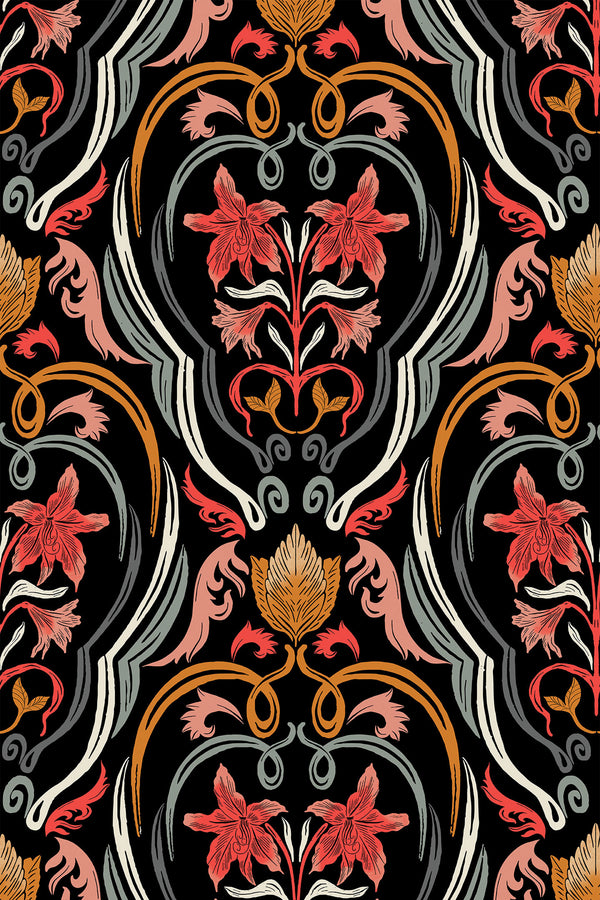 colorful dark regal floral by sara t wallpaper pattern repeat