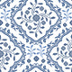 Blue and White Floral Pattern Wallpaper