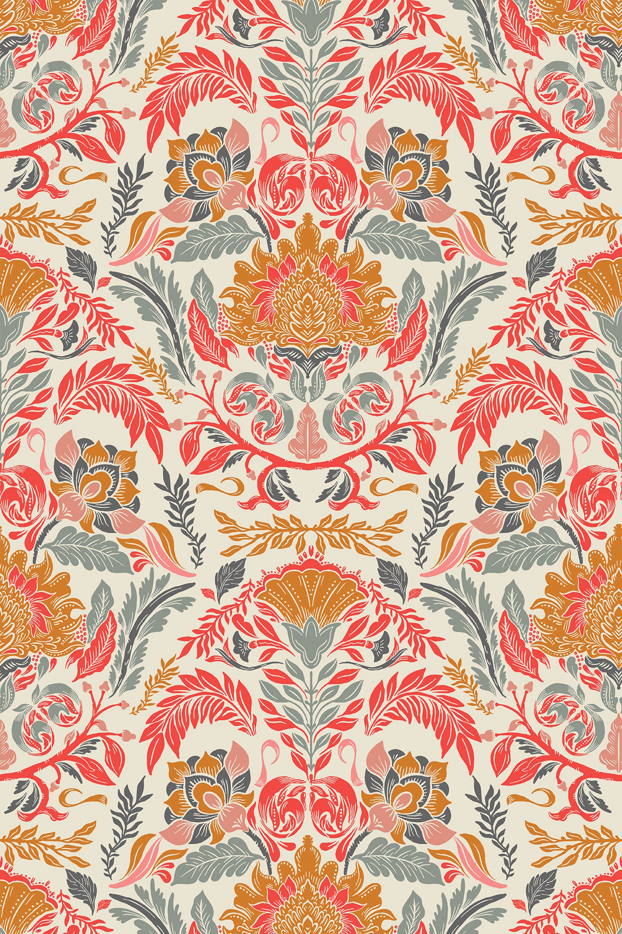 colorful red royal garden by sara t wallpaper pattern repeat