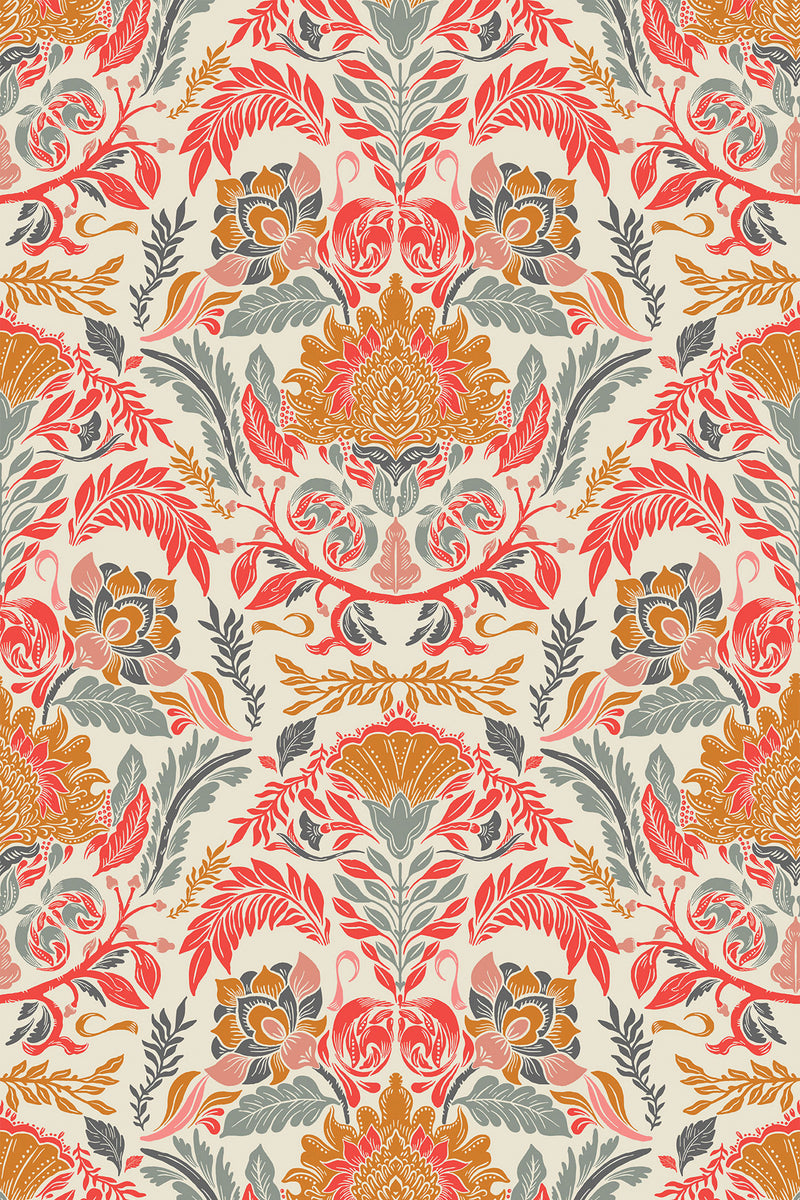 colorful red royal garden by sara t wallpaper pattern repeat