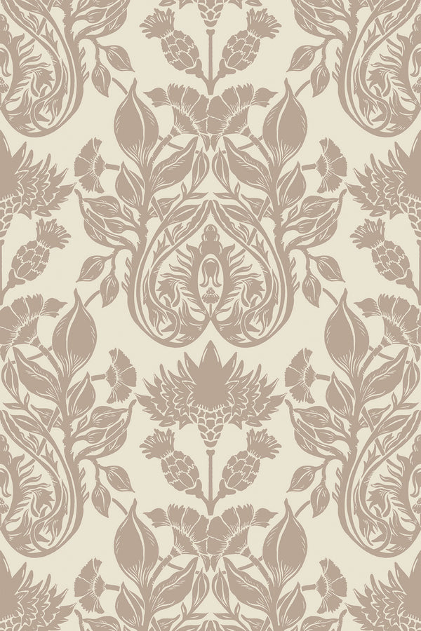 beige verdant majesty by sara t wallpaper pattern repeat