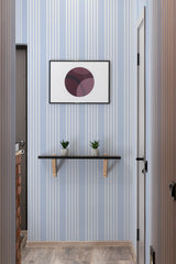 wallpaper classic light blue stripes pattern hallway entrance minimalist decor artwork interior