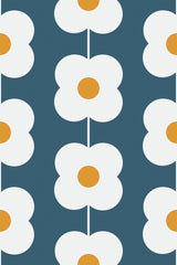 teal retro flower wallpaper pattern repeat