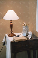 peel and stick wallpaper bonsai tree pattern accent wall bedroom nightstand interior
