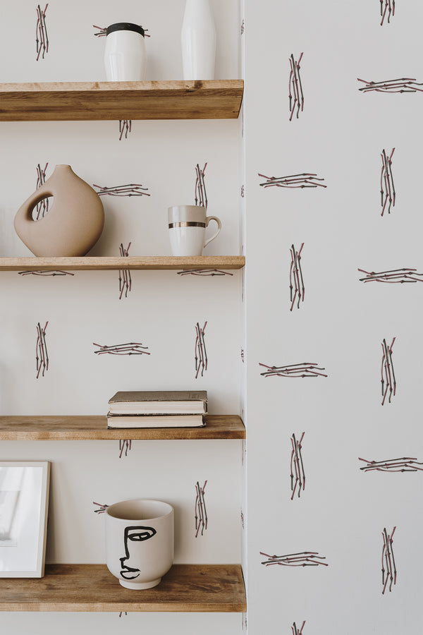 wooden shelf decor living room interior cute branches accent wall