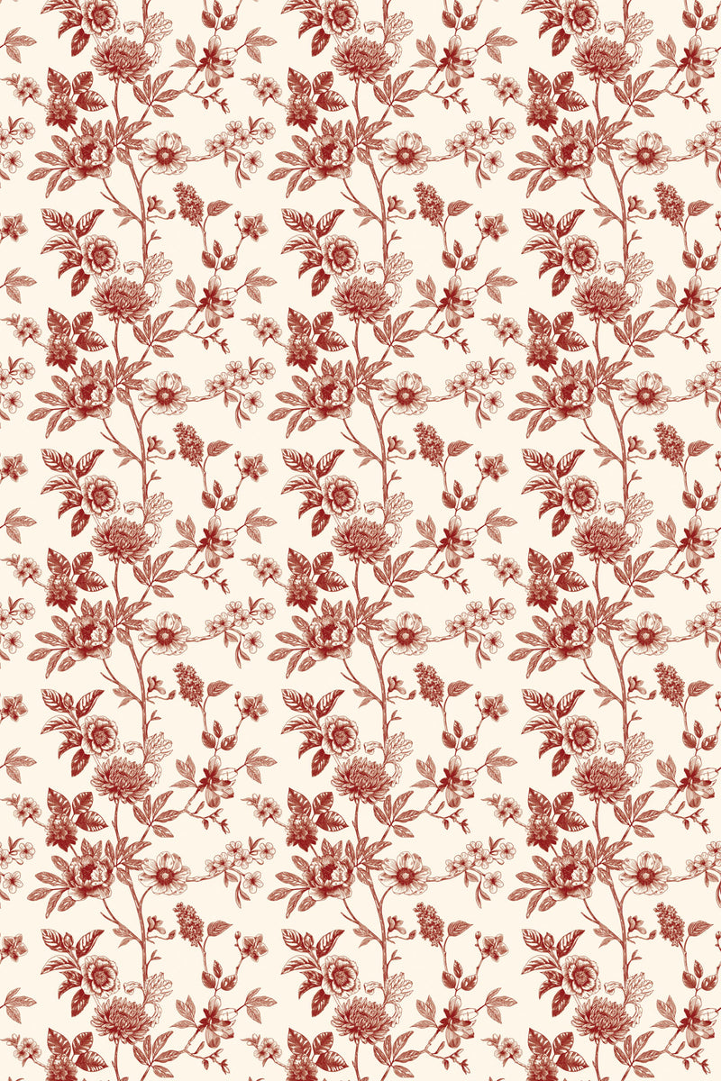 burgundy floral toile wallpaper pattern repeat