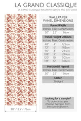 burgundy floral toile peel and stick wallpaper specifiation