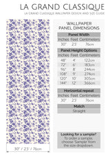 blue floral toile peel and stick wallpaper specifiation