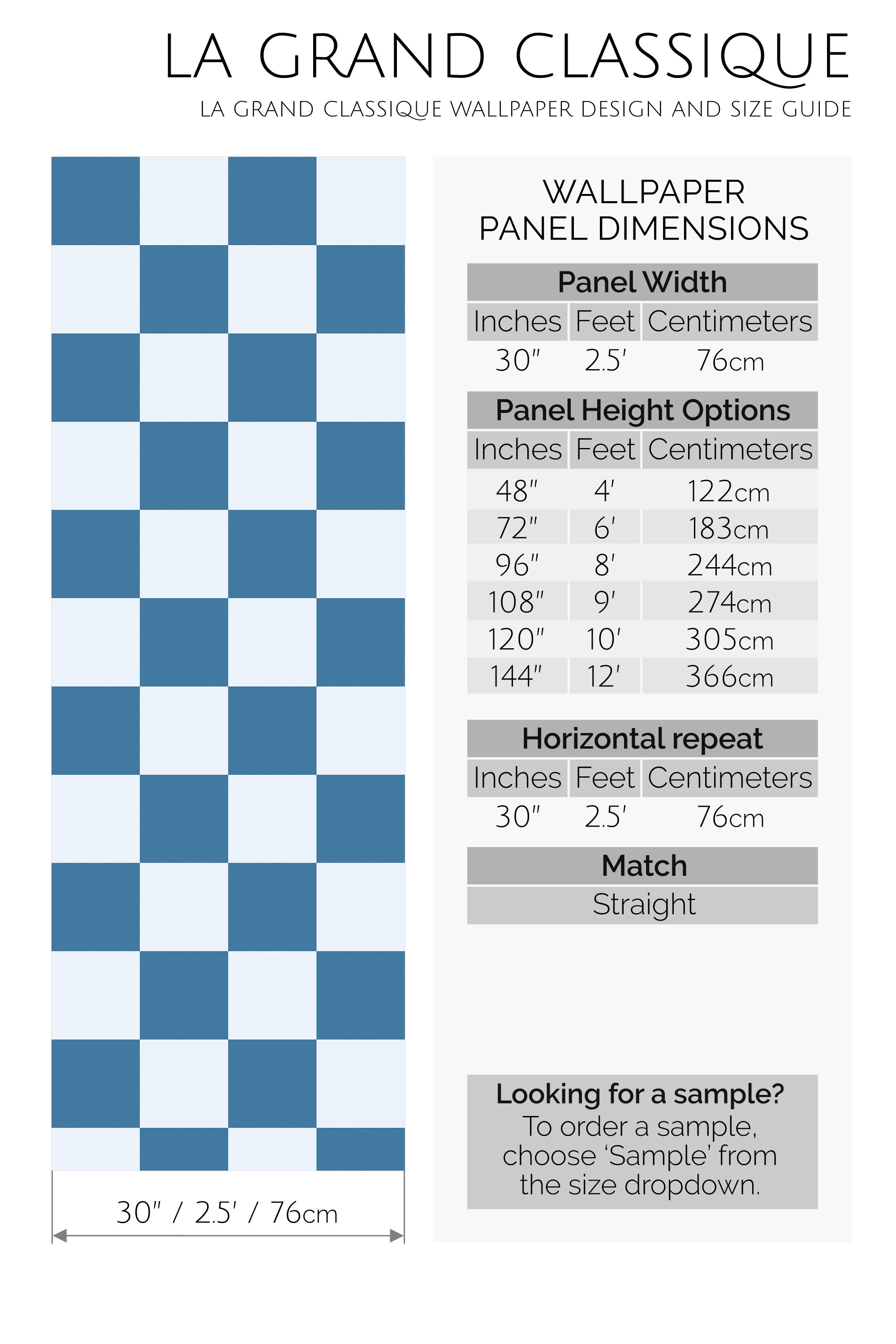 checkered blue peel and stick wallpaper specifiation