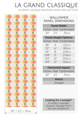 retro geometric orange and beige peel and stick wallpaper specifiation