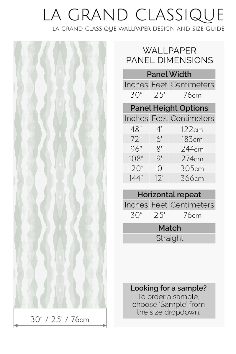 subtle symmetrical green peel and stick wallpaper specifiation