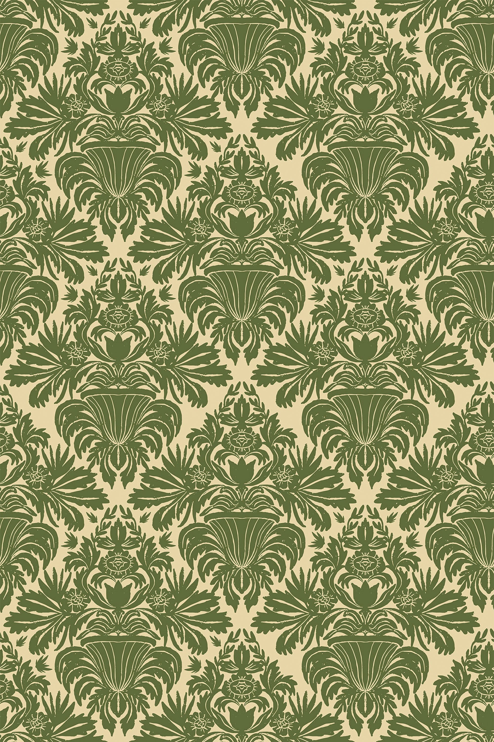 Vintage Green Damask Removable or Traditional Wallpaper – La Grand ...