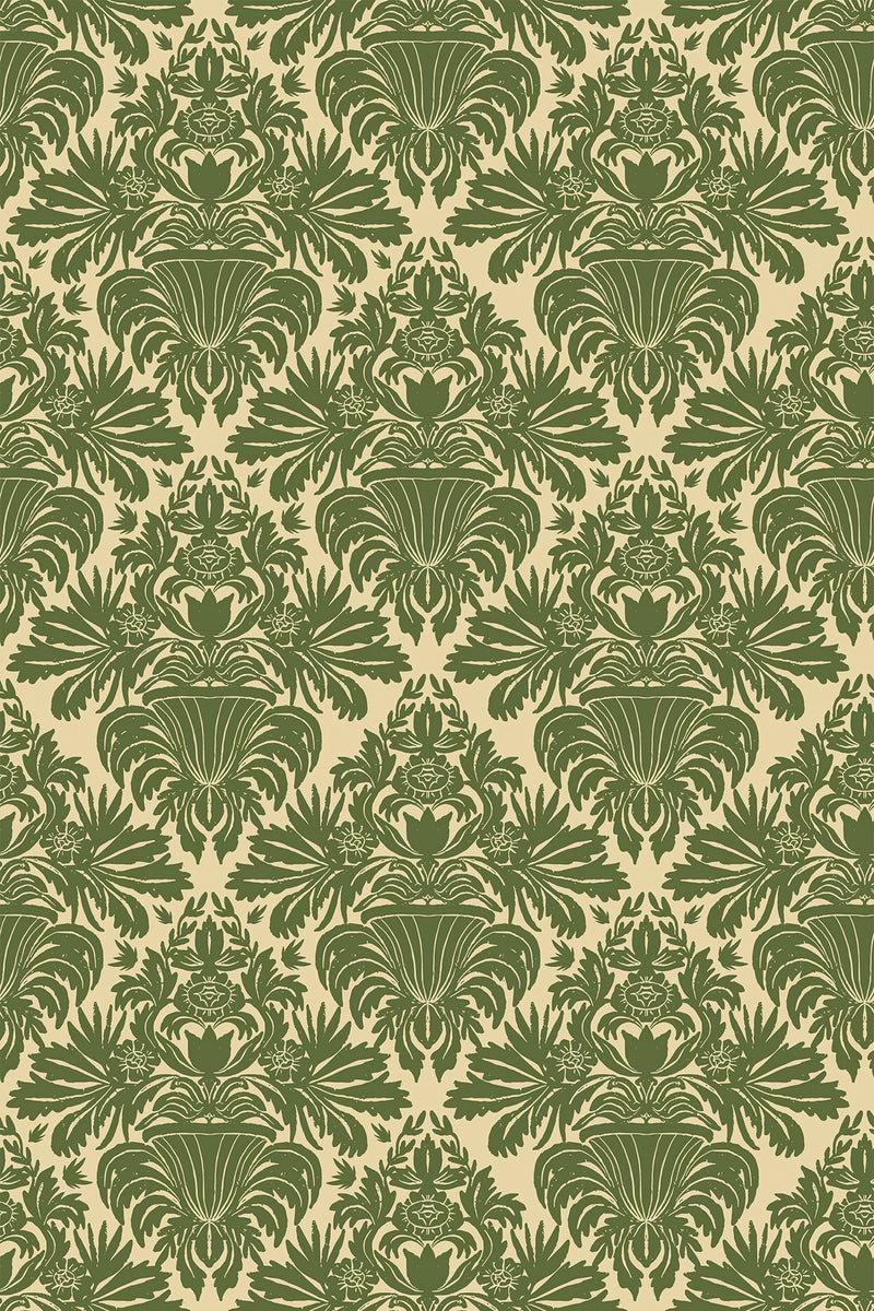 vintage green damask wallpaper pattern repeat