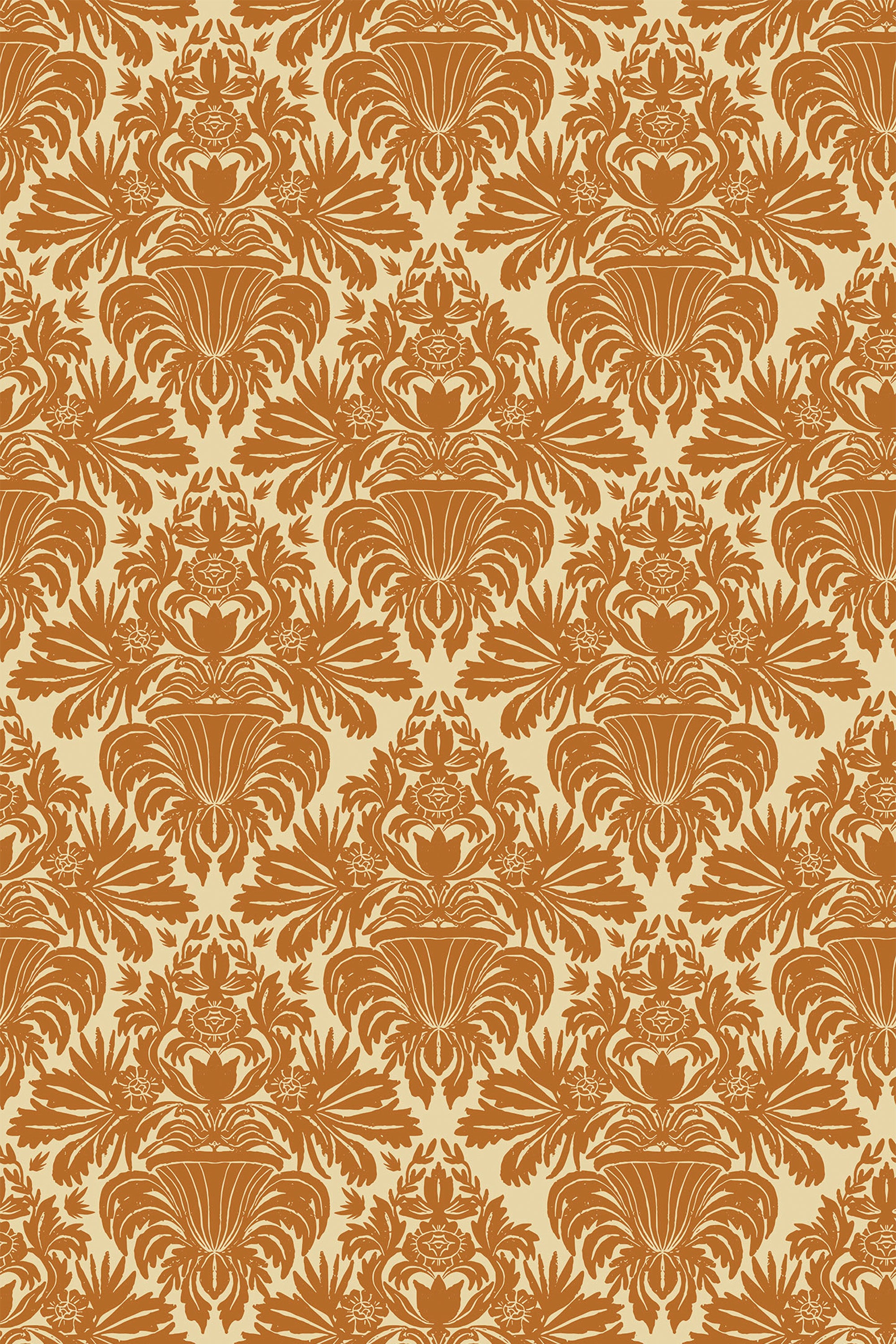 vintage terracotta damask wallpaper pattern repeat