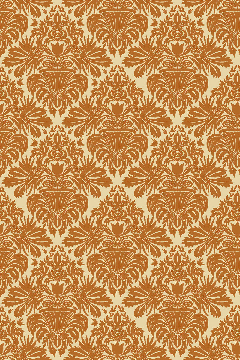 vintage terracotta damask wallpaper pattern repeat