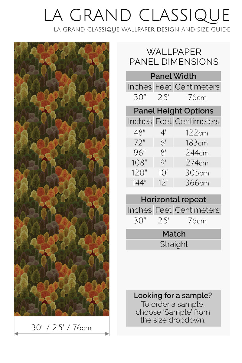 cozy forest peel and stick wallpaper specifiation