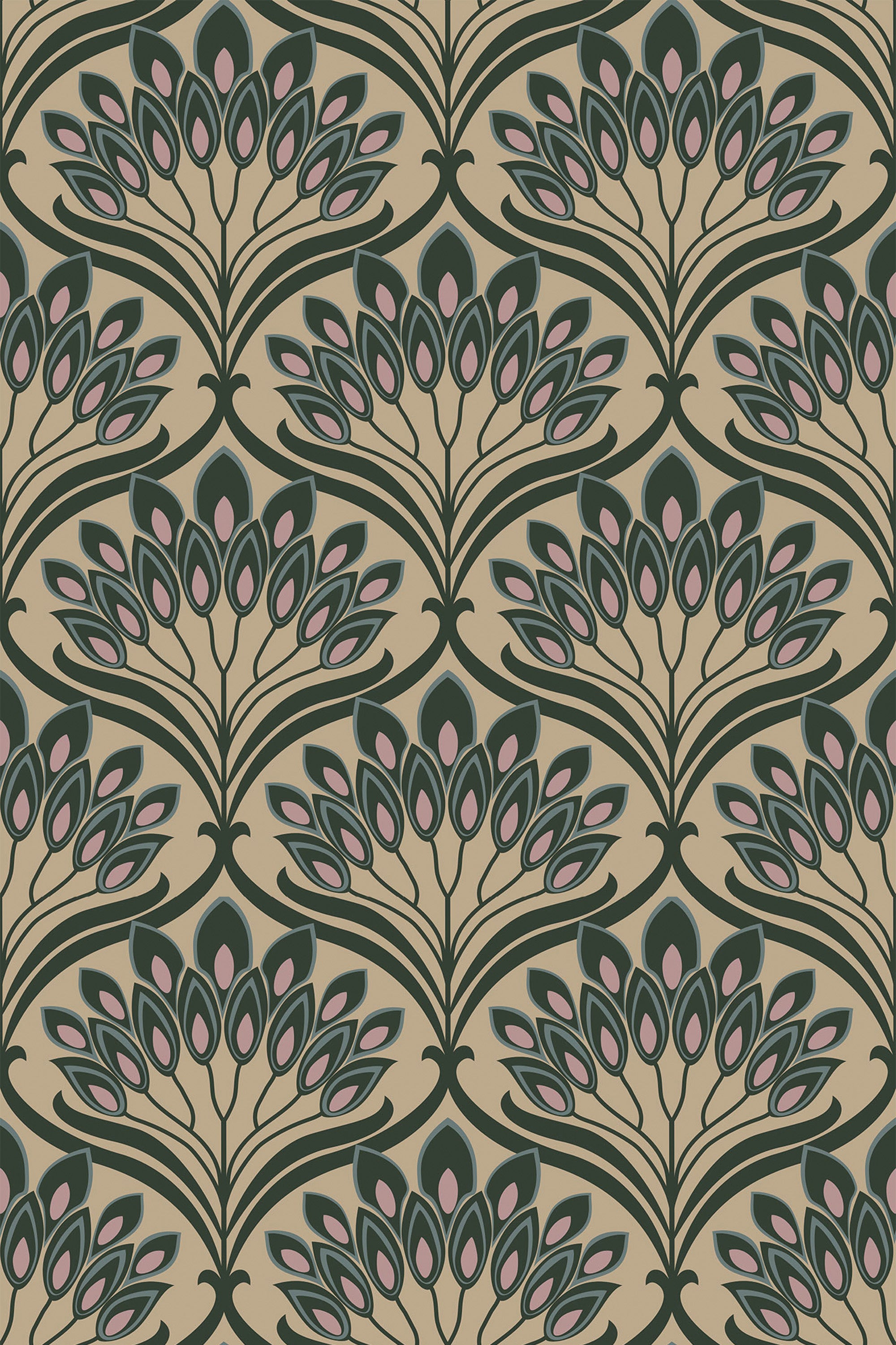 green aesthetic art deco wallpaper pattern repeat