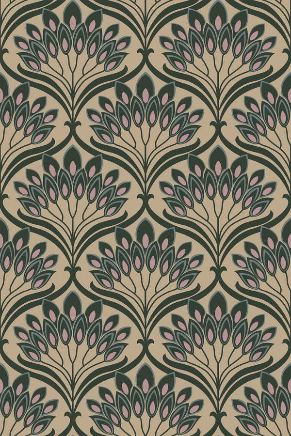 green aesthetic art deco wallpaper pattern repeat