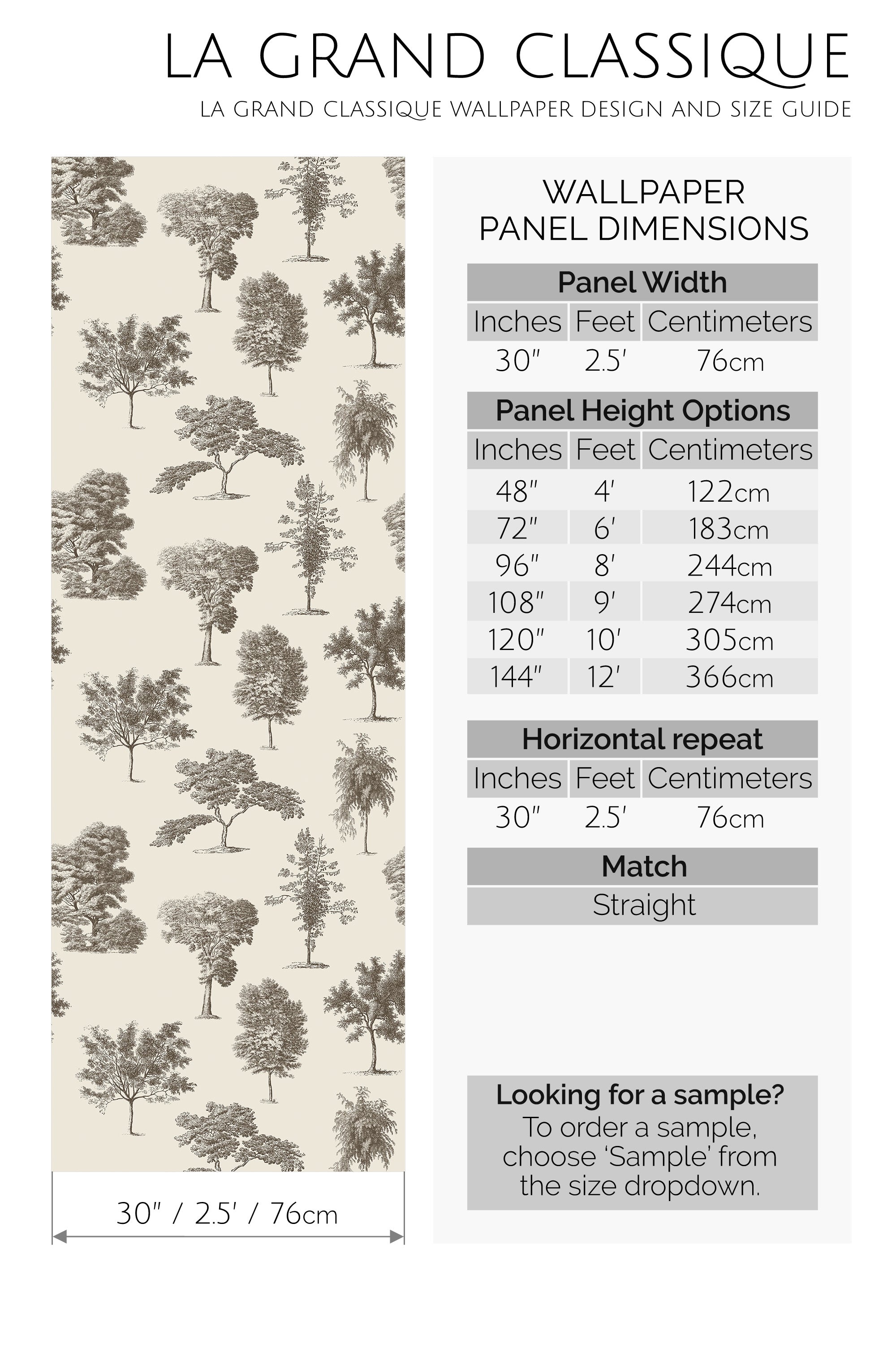 vintage trees peel and stick wallpaper specifiation