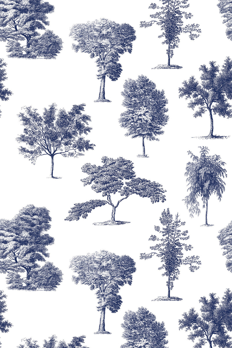toile french trees wallpaper pattern repeat