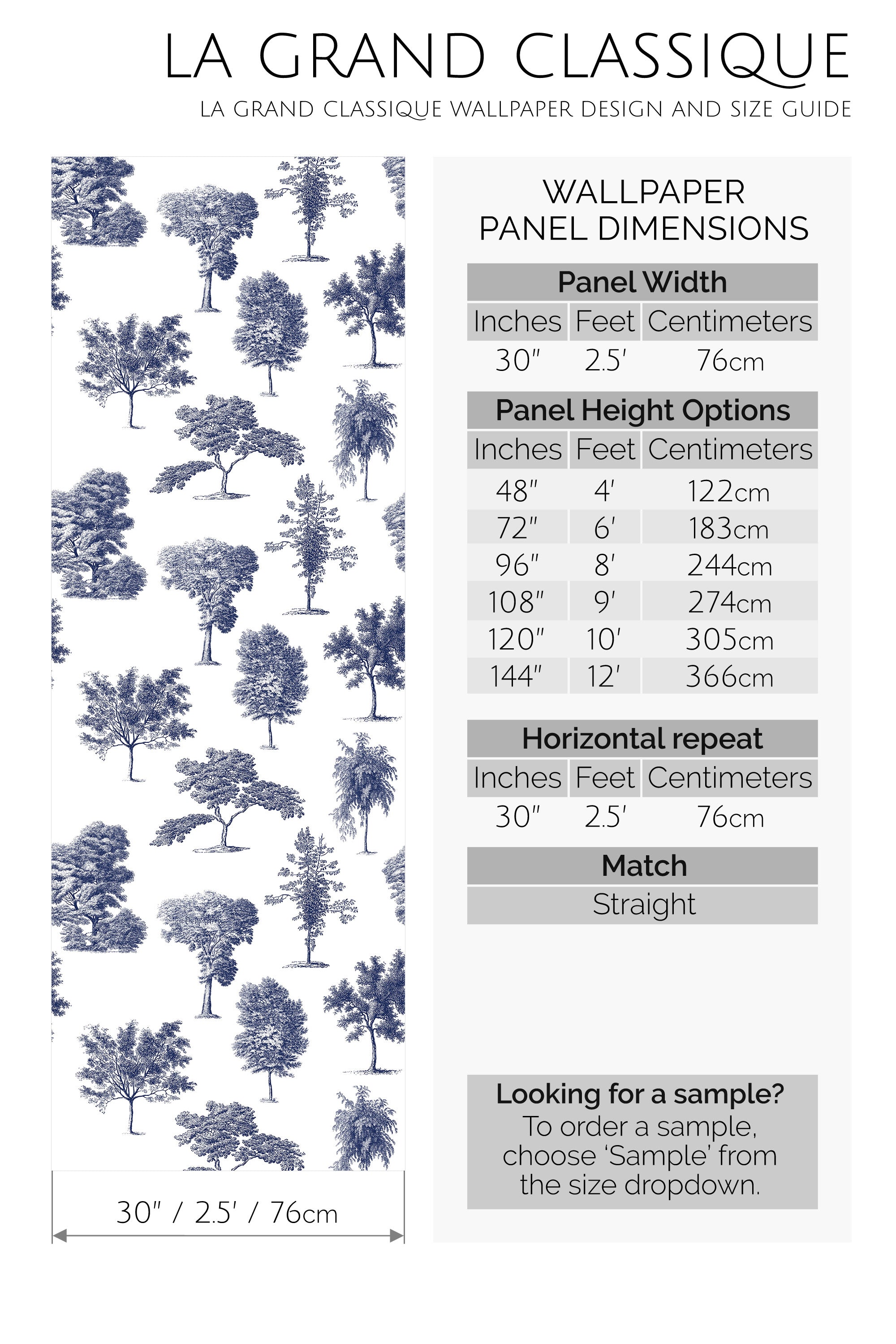 toile french trees peel and stick wallpaper specifiation