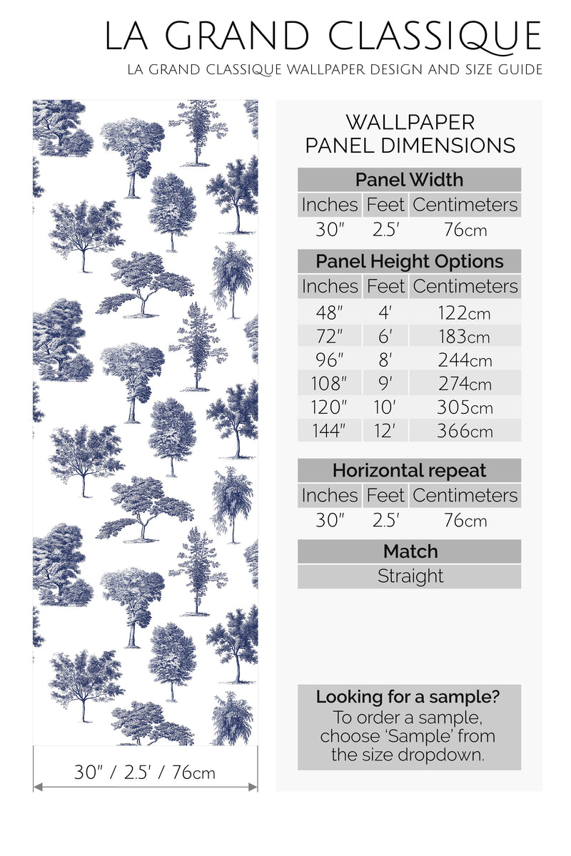 toile french trees peel and stick wallpaper specifiation