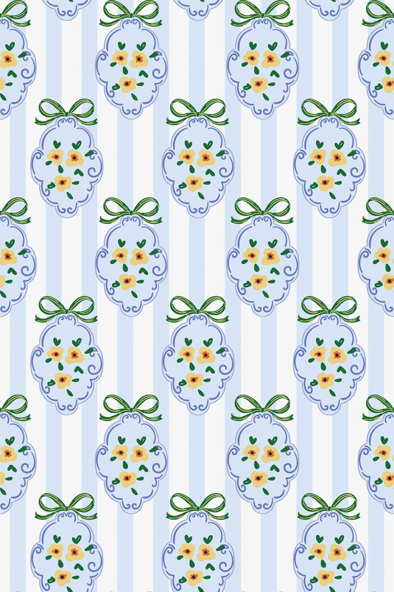 blue cottage decor wallpaper pattern repeat