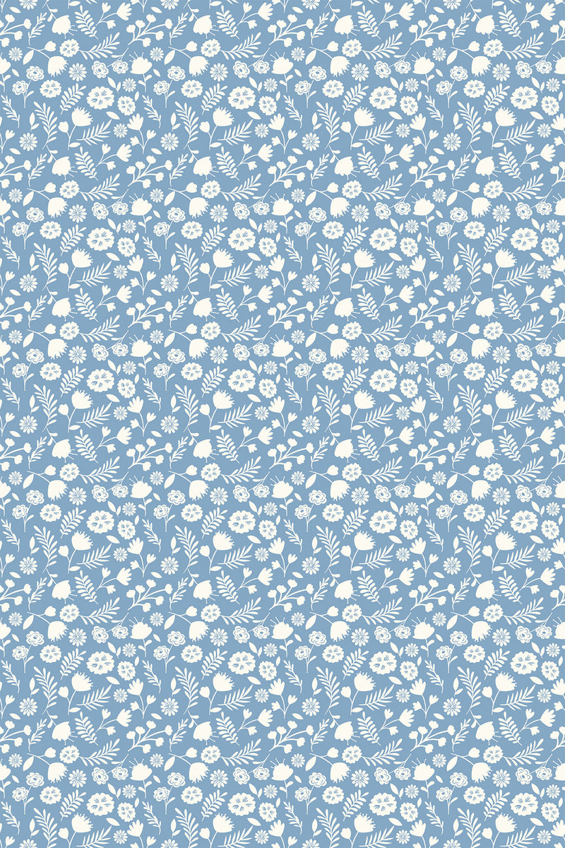 blue and white florals wallpaper pattern repeat