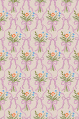 pink bouquets and bows wallpaper pattern repeat