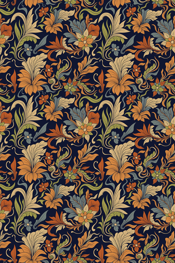 brown vintage florals wallpaper pattern repeat
