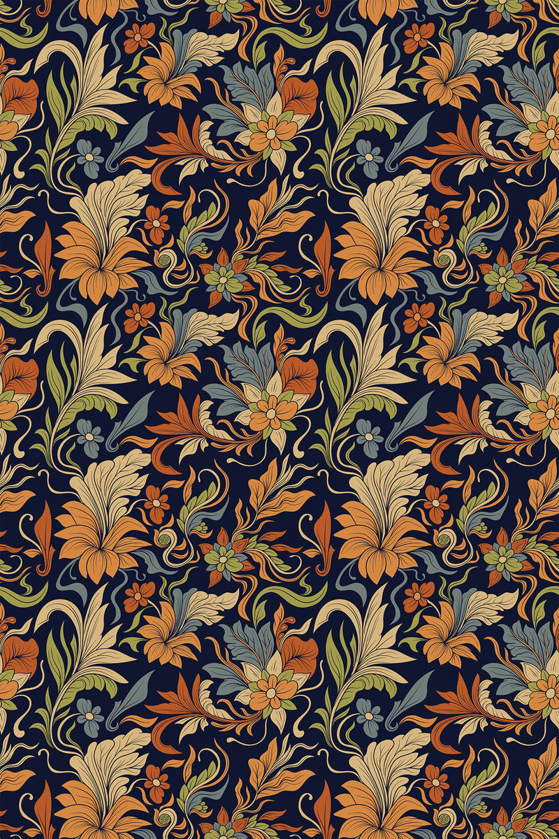 brown vintage florals wallpaper pattern repeat