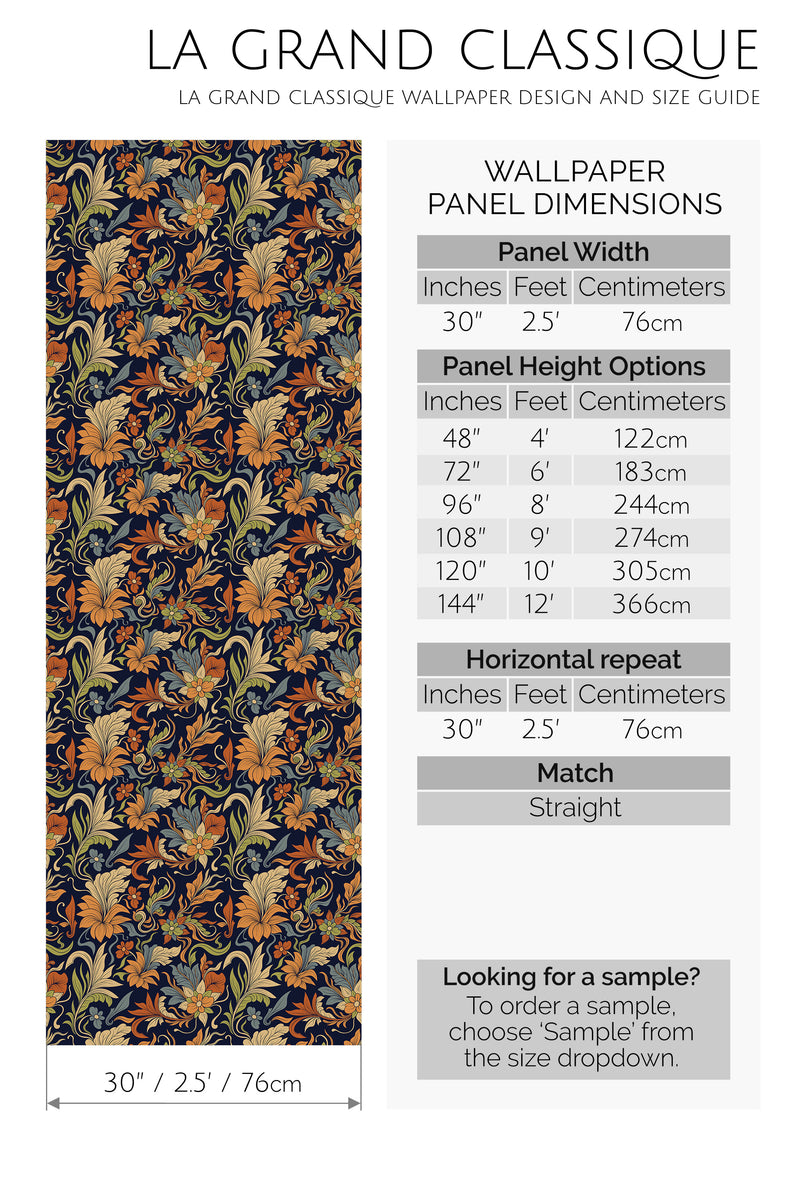 brown vintage florals peel and stick wallpaper specifiation