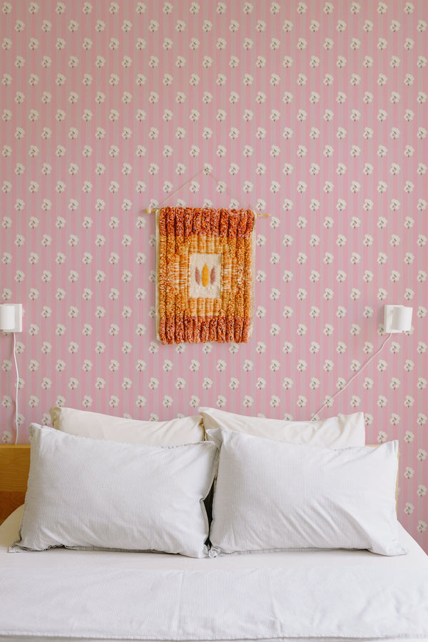 cozy bedroom pillows double bed wall decor cute pink dandelions removable wallpaper